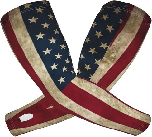 Cute USA Flag Arm Sleeves Fashion Sun Protection Cooling Arm Sleeves Packable Outdoor Arm Sleeves for Women and Men in Saudi Arabia