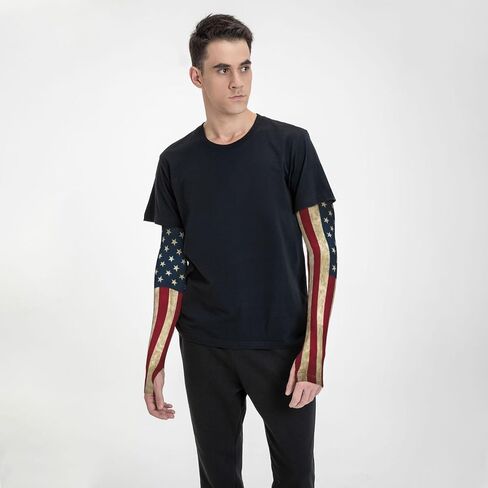 Cute USA Flag Arm Sleeves Fashion Sun Protection Cooling Arm Sleeves Packable Outdoor Arm Sleeves for Women and Men in Saudi Arabia
