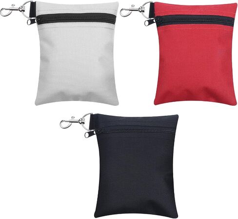3pcs Golf Tee Bags Pouch Zipper Clip On Golf Accessory Bag Golfs Valuables Pouch for Men Women Golfs Gift, 6.7"x5.5" (Black, Light Grey, Red) in Saudi Arabia