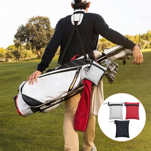 3pcs Golf Tee Bags Pouch Zipper Clip On Golf Accessory Bag Golfs Valuables Pouch for Men Women Golfs Gift, 6.7"x5.5" (Black, Light Grey, Red) in Saudi Arabia