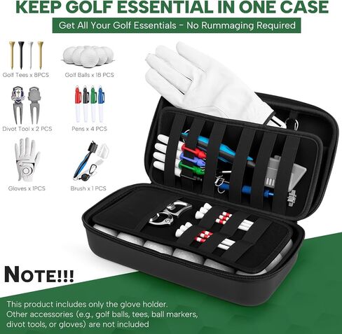 Golf Glove Holder Case with Glove Shaper - Golf Accessories Organizer for Men & Women, Premium Protective Storage Case with Carabiner Fits Golf Bags, Golf Gifts for Men in Saudi Arabia