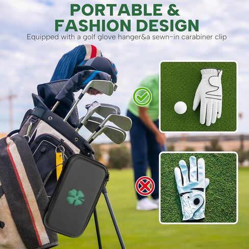 Golf Glove Holder Case with Glove Shaper - Golf Accessories Organizer for Men & Women, Premium Protective Storage Case with Carabiner Fits Golf Bags, Golf Gifts for Men in Saudi Arabia
