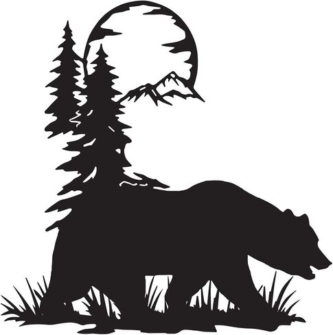 Bear Wildlife Forest 1 (أسود) (مجموعة من 2) ملصقات مصورة فاخرة مقاومة للماء من الفينيل لأجهزة الكمبيوتر المحمول وإكسسوارات الهاتف وخوذة ممتص الصدمات للسيارة وكوب درن كوب لتزيين جدار الباب in Saudi Arabia