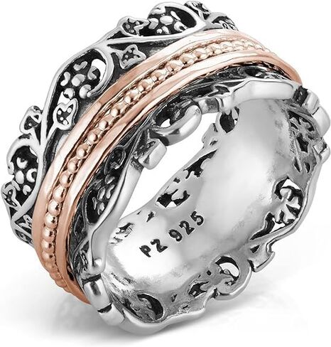 Paz Creations 925 Sterling Silver Spinner Ring for Woman ، حلقات تململ القلق مصنوعة يدويا ، أسلوب عتيق ، مع ضمان سنة واحدة in Saudi Arabia