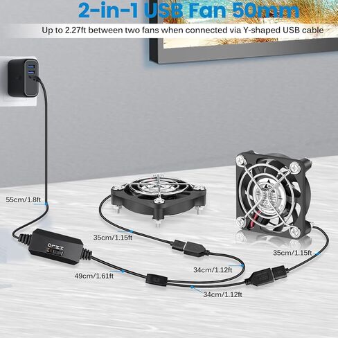 GDSTIME مزدوج 60 مم × 10 مم مع مروحة USB مع 3 سرعات ، 5 فولت دل in Saudi Arabia