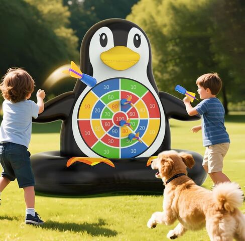 MOONTOY Pool Toys for Kids, Inflatable Penguin Dart Board Game, Pool Games for Beach & Backyard, Summer Water Toys for Boys Girls Ages 6-12, Teens & Adults (Pump Included) in Kuwait