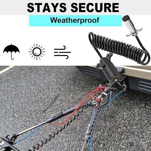 7 Pin to 6 Pin Trailer Adapter, 7 to 6 Coiled Trailer Cord Stretches to 6FT, 7-Wire to 6-Wire Coiled Cable RV 6 to 7 Trailer Wiring Extension Cord in Kuwait