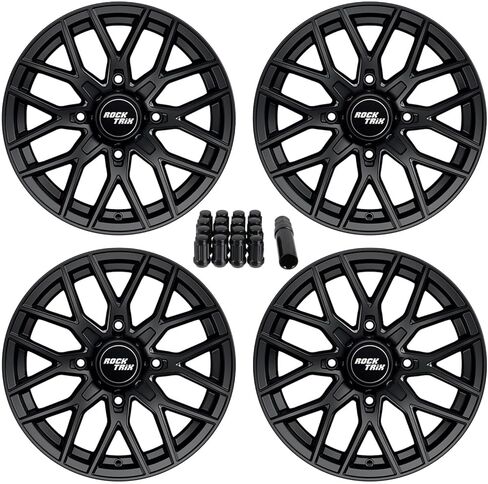 Rocktrix RT104 14in ATV عجلات 4x110 14x7 5+2 إزاحة ، يشمل M10x1.25 Lug Nuts ، متوافق مع Honda Kawasaki Yamaha Rubicon Rincon Brute Force Kodiak Grizzly Rhino IRS 4/110 UTV (مجموعة من 4) in Kuwait