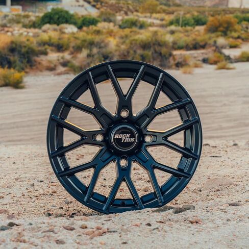 Rocktrix RT104 14in ATV عجلات 4x110 14x7 5+2 إزاحة ، يشمل M10x1.25 Lug Nuts ، متوافق مع Honda Kawasaki Yamaha Rubicon Rincon Brute Force Kodiak Grizzly Rhino IRS 4/110 UTV (مجموعة من 4) in Kuwait