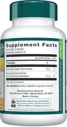 Genacol Glucosamine & Collagen Joint Supplement Glucosamina Colageno Hidrolizado Capsules | Lubricates Joints, Reduces Joint Discomfort, Maintains Optimum Joint Health Plus 90 Capsules in Kuwait