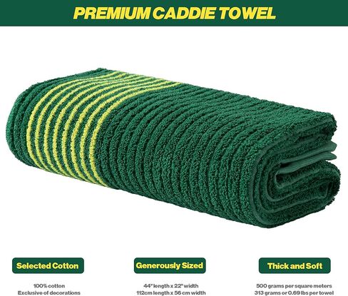 Handy Picks Caddie Golf Towel, Extra Large 44" x 22" Caddy Towel for Tour Professionals, Selected Soft Cotton, Absorbent with Professional Edge Finishing (White, Pack of 1) in Kuwait