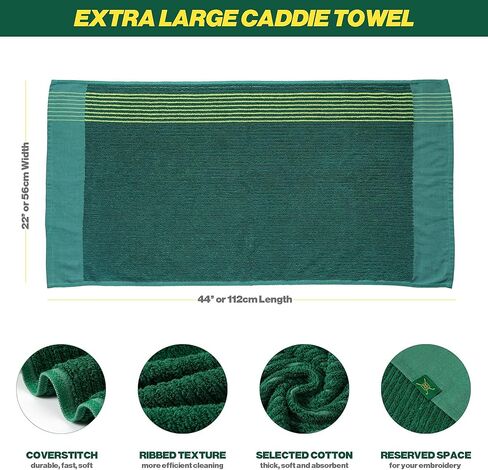 Handy Picks Caddie Golf Towel, Extra Large 44" x 22" Caddy Towel for Tour Professionals, Selected Soft Cotton, Absorbent with Professional Edge Finishing (White, Pack of 1) in Kuwait