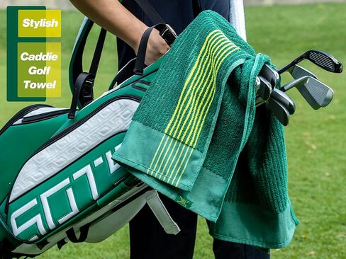 Handy Picks Caddie Golf Towel, Extra Large 44" x 22" Caddy Towel for Tour Professionals, Selected Soft Cotton, Absorbent with Professional Edge Finishing (White, Pack of 1) in Kuwait
