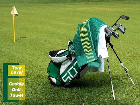Handy Picks Caddie Golf Towel, Extra Large 44" x 22" Caddy Towel for Tour Professionals, Selected Soft Cotton, Absorbent with Professional Edge Finishing (White, Pack of 1) in Kuwait