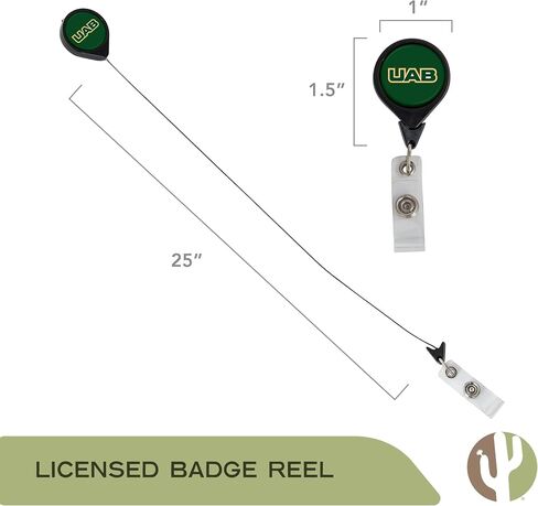 Desert Cactus University of Alabama at Birmingham Retractable Badge Holder Blazers UAB ID Reel with Ticket Clip for Lanyard, Work, School & Office Access Official Fan Gear (Design A) in Saudi Arabia