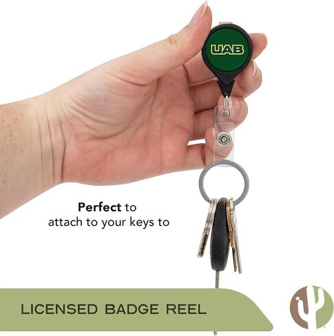 Desert Cactus University of Alabama at Birmingham Retractable Badge Holder Blazers UAB ID Reel with Ticket Clip for Lanyard, Work, School & Office Access Official Fan Gear (Design A) in Saudi Arabia
