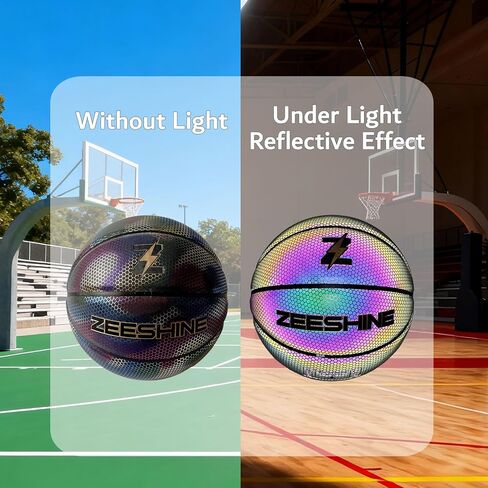 ZEESHINE HyperGlow Holographic Basketball – Ultra-Reflective Glow in Dark, Cool Sports Gift for Men & Women, Outdoor/Indoor Game in Saudi Arabia