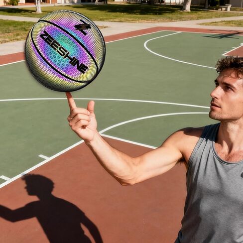 ZEESHINE HyperGlow Holographic Basketball – Ultra-Reflective Glow in Dark, Cool Sports Gift for Men & Women, Outdoor/Indoor Game in Saudi Arabia