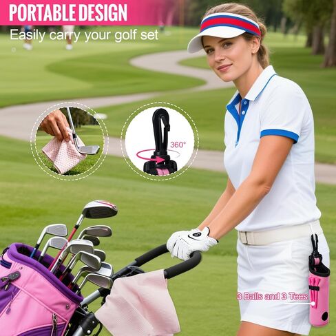 13PCS Golf Accessories Kit with Golf Club Cleaner Brush,Divot Tool and Ball Marker,Stroke Counter,Golf Tees, Ball Bag&Towel with Hook,Golf Essentials Kit Gift for Women in Saudi Arabia