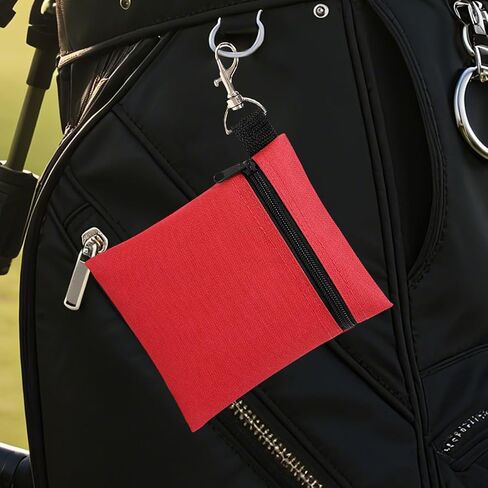 Golf Tee Pouch Travel Gear Professional Zipper Golf Tee/Ball Pouch Bag with Metal Lobster Claw Clip for Valuables and Golf Accessories, Clips to Your Golf Bag for Extra Storage(Black) in Saudi Arabia