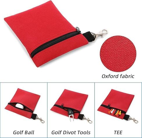 Golf Tee Pouch Travel Gear Professional Zipper Golf Tee/Ball Pouch Bag with Metal Lobster Claw Clip for Valuables and Golf Accessories, Clips to Your Golf Bag for Extra Storage(Black) in Saudi Arabia