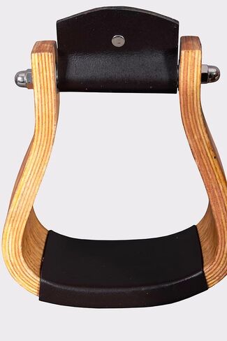 HILASON Oakwood Horse Saddle Stirrups Pair W/Leather Bottom Western | Aluminum Wooden Endurance Angled Padded in Saudi Arabia
