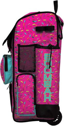Boombah Rolling Superpack Baseball/Softball Gear Bag - Telescopic Handle - Holds 4 Bats - Wheeled Version - Sprinkle Explosion Fluorescent Pink/Amethyst Orchid/Twitch in Saudi Arabia
