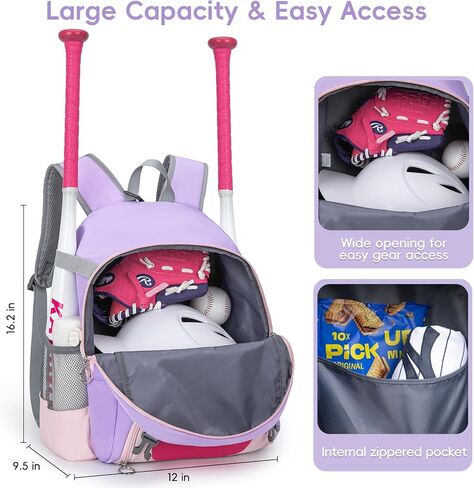 2025 Youth Baseball & Softball Bag | Ultra-Light Tball Backpack with Shoe Compartment & Helmet Holder | Skin-Soft Fabric in Saudi Arabia
