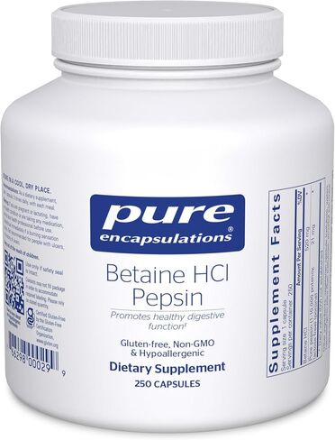 Pure Encapsulations Betaine HCl Pepsin - Digestive Enzymes Supplement for Digestion Aid & Support, Stomach Acid & Nutrient Absorption* - with Betaine HCl Pepsin - 250 Capsules in Saudi Arabia