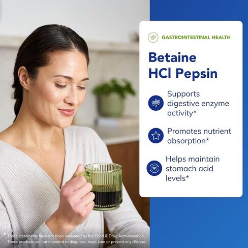 Pure Encapsulations Betaine HCl Pepsin - Digestive Enzymes Supplement for Digestion Aid & Support, Stomach Acid & Nutrient Absorption* - with Betaine HCl Pepsin - 250 Capsules in Saudi Arabia