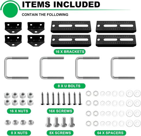 8" Boat Trailer Bunk Brackets Kit Heavy Duty, Galvanized Swivel Top Bunk Bracket Kit for Boat Trailer Crossmember 1.5x3, 2x3, 3x3 Black 8 Pack in Saudi Arabia