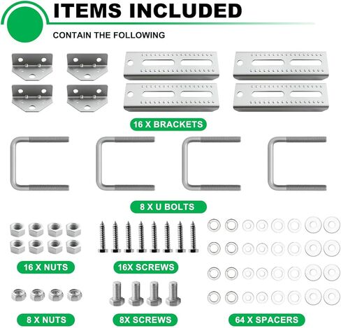 مجموعة دعامات بطابقين لمقطورة القارب مقاس 8 بوصات شديدة التحمل، مجموعة دعامات بطابقين علوية دوارة مجلفنة لمقطورة القارب 1.5x3، 2x3، 3x3، أسود 8 عبوات in Kuwait