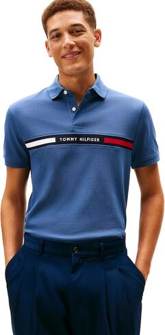 Tommy Hilfiger Men's Short Sleeve Casual Polo Shirts in Regular Fit with Chest Logo Designs in Kuwait