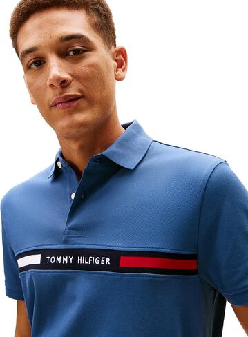 Tommy Hilfiger Men's Short Sleeve Casual Polo Shirts in Regular Fit with Chest Logo Designs in Kuwait