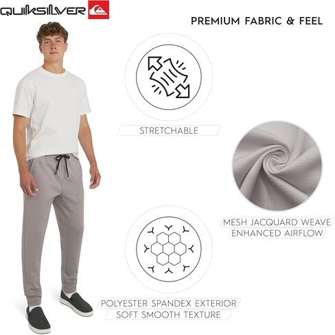 Quiksilver Men's Regular Fit Active Performance Heavyweight Jacquard Mesh and Polar Fleece Jogger Pants in Saudi Arabia