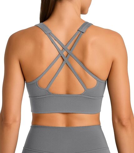 حمالة صدر رياضية للسيدات غير المتقاطعة لتشغيل صالة الألعاب الرياضية لليوغا - صدرية تمرين عالية الدعم مع منصات قابلة للإزالة in Kuwait