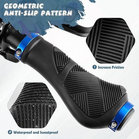 GXCROR Ergonomic Bike Handlebar Grips, Double Lock, Non-Slip Rubber, Universal 22.2mm, for MTB E-Bike in Kuwait