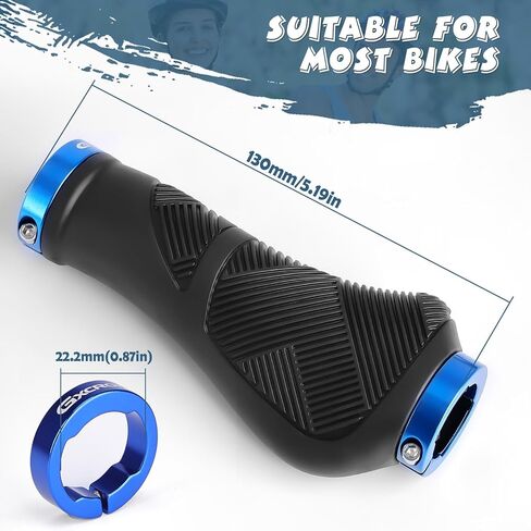 GXCROR Ergonomic Bike Handlebar Grips, Double Lock, Non-Slip Rubber, Universal 22.2mm, for MTB E-Bike in Kuwait