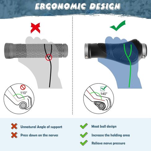 GXCROR Ergonomic Bike Handlebar Grips, Double Lock, Non-Slip Rubber, Universal 22.2mm, for MTB E-Bike in Kuwait
