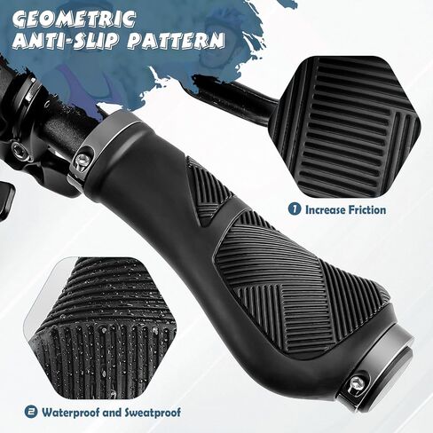 GXCROR Ergonomic Bike Handlebar Grips, Double Lock, Non-Slip Rubber, Universal 22.2mm, for MTB E-Bike in Kuwait