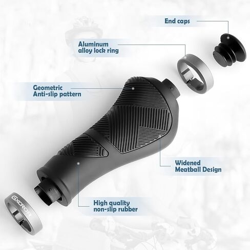 GXCROR Ergonomic Bike Handlebar Grips, Double Lock, Non-Slip Rubber, Universal 22.2mm, for MTB E-Bike in Kuwait