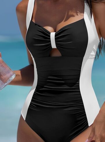 popvil Women One Piece Swimsuit 2025 Tummy Control Slimming Bathing Suit Neon Shapewear Swimwear in Saudi Arabia