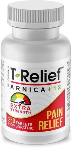 T-Relief قوة إضافية لتخفيف الآلام بزهرة الأرنيكا + 12 نشاطًا طبيعيًا لتخفيف آلام الظهر وألم المفاصل وآلام العضلات وتيبسها، وتخفيف سريع المفعول للجسم بالكامل للنساء والرجال - 100 قرص in Kuwait