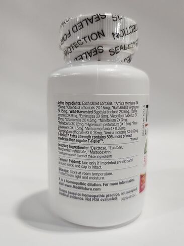 T-Relief قوة إضافية لتخفيف الآلام بزهرة الأرنيكا + 12 نشاطًا طبيعيًا لتخفيف آلام الظهر وألم المفاصل وآلام العضلات وتيبسها، وتخفيف سريع المفعول للجسم بالكامل للنساء والرجال - 100 قرص in Kuwait