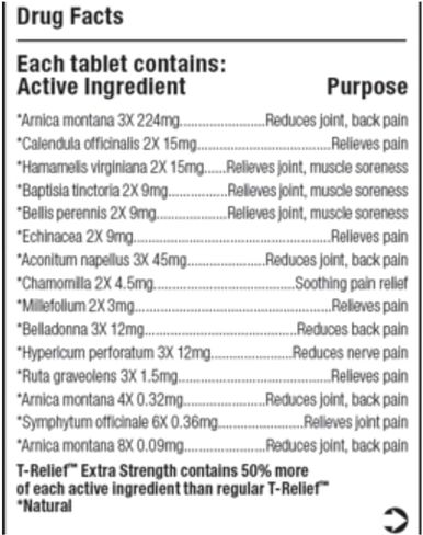 T-Relief قوة إضافية لتخفيف الآلام بزهرة الأرنيكا + 12 نشاطًا طبيعيًا لتخفيف آلام الظهر وألم المفاصل وآلام العضلات وتيبسها، وتخفيف سريع المفعول للجسم بالكامل للنساء والرجال - 100 قرص in Kuwait