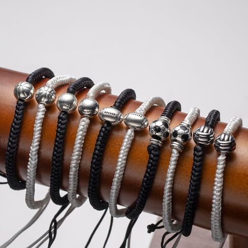 sport bracelets for women men football basketball volleyball baseball softball soccer bracelets for women men black white friendship bracelet adjustable sport bracelet for fans in Kuwait
