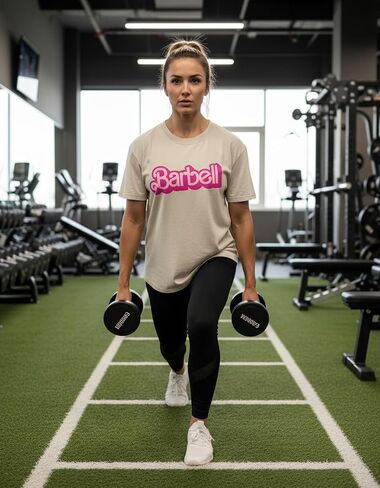 Barbell Vintage Gym Shirt for Women Lightweight Breathable Soft Fabric Workout Fitness Running Hiking Outdoor Activities in Kuwait