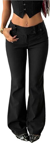 Milumia Women's Wide Leg Bell Bottom Dress Pants Old Money Low Waist Wide Waistband Work Office Trousers in Saudi Arabia
