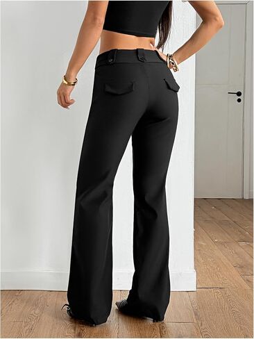 Milumia Women's Wide Leg Bell Bottom Dress Pants Old Money Low Waist Wide Waistband Work Office Trousers in Saudi Arabia