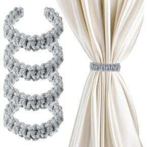 Braided Curtain Tiebacks Set of 6 Rustic Curtain Holdback Handmade Drapes Tie Back Boho Curtains Ties Holders for Sheer Lightweight Drape Home Office Window Indoor Outdoor Decoration in Saudi Arabia